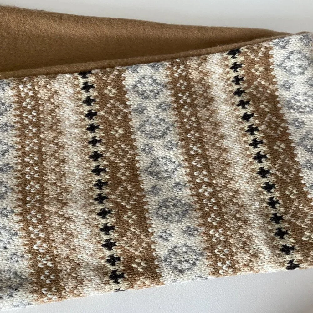 Berkshire Fair Isle Nordic Print Ski Gorpcore Sporty Fringe Wool Scarf OSFM